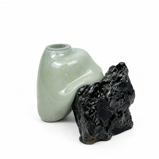 Obsidyen Beyaz Cam Vazo No:1