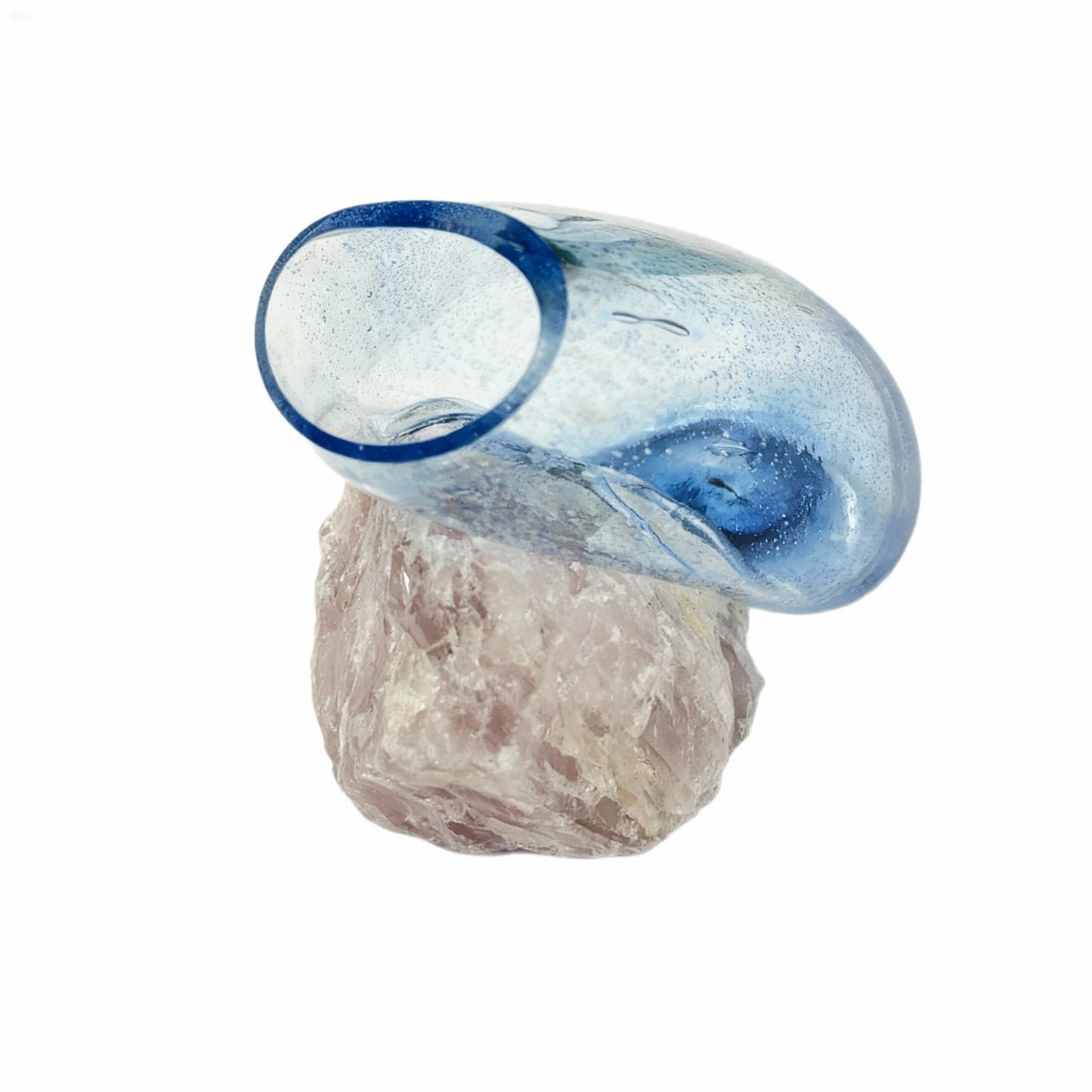 Pembe Kuvars Mavi Cam Vazo