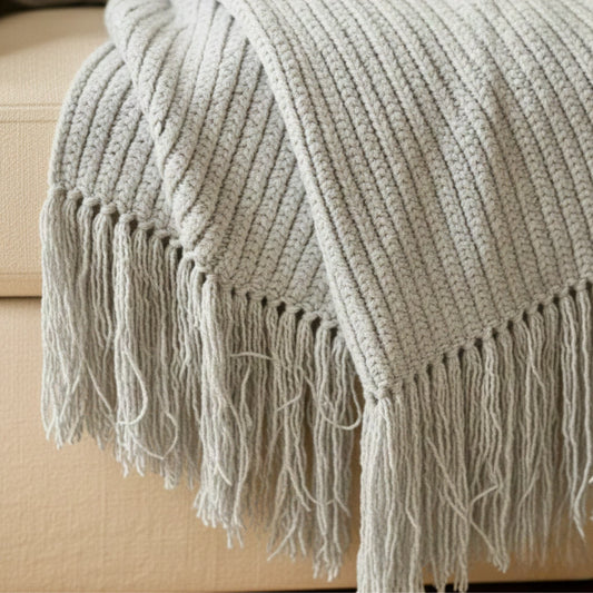 El Örgüsü Açık Gri Koltuk Şalı