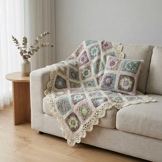 Çiçek Motifli Krem Koltuk Seti