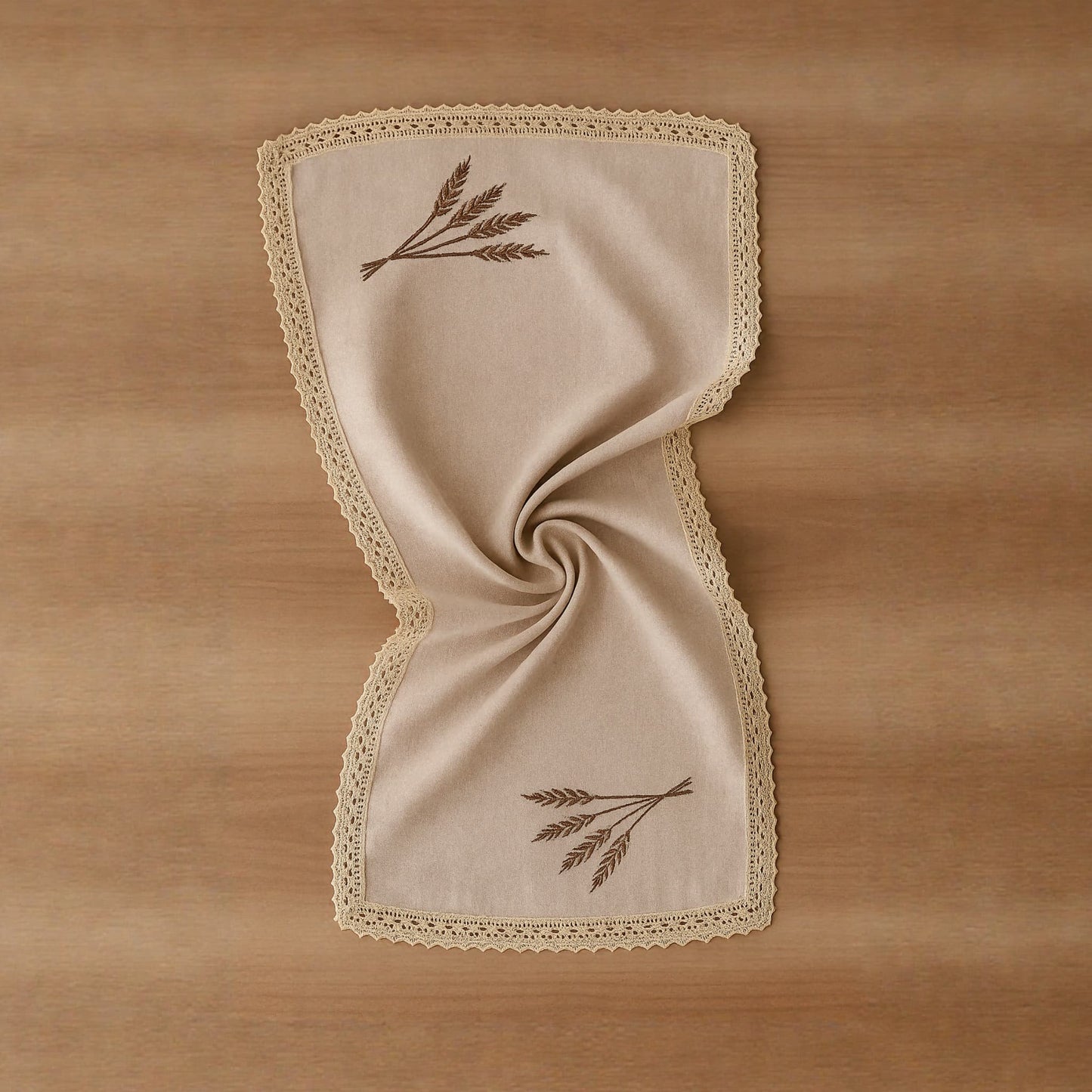 Keten Dantel Kenarlı Runner