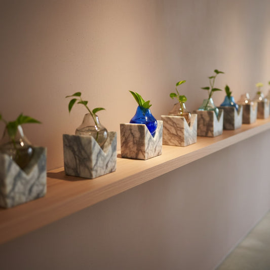 Bosphorus Cam Vazo Koleksiyonu: El Üfleme Cam ve Doğal Mermer