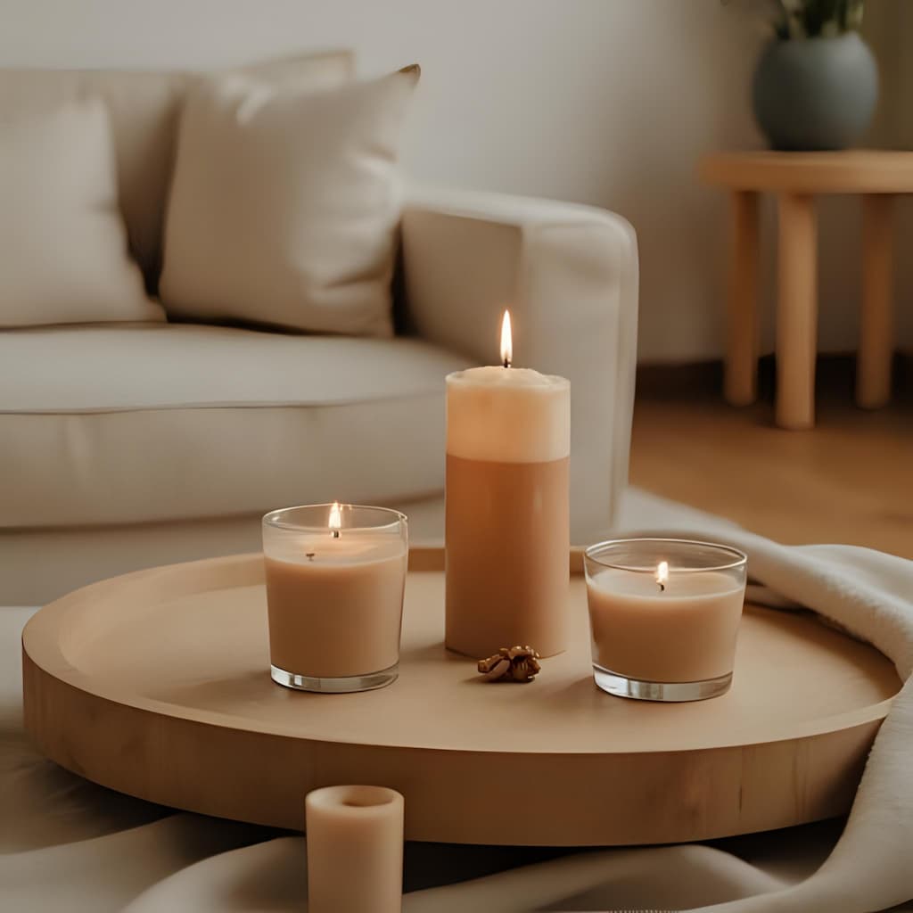 Doğal kokulu pearl mum ve seramik stand ile ev dekorasyonu