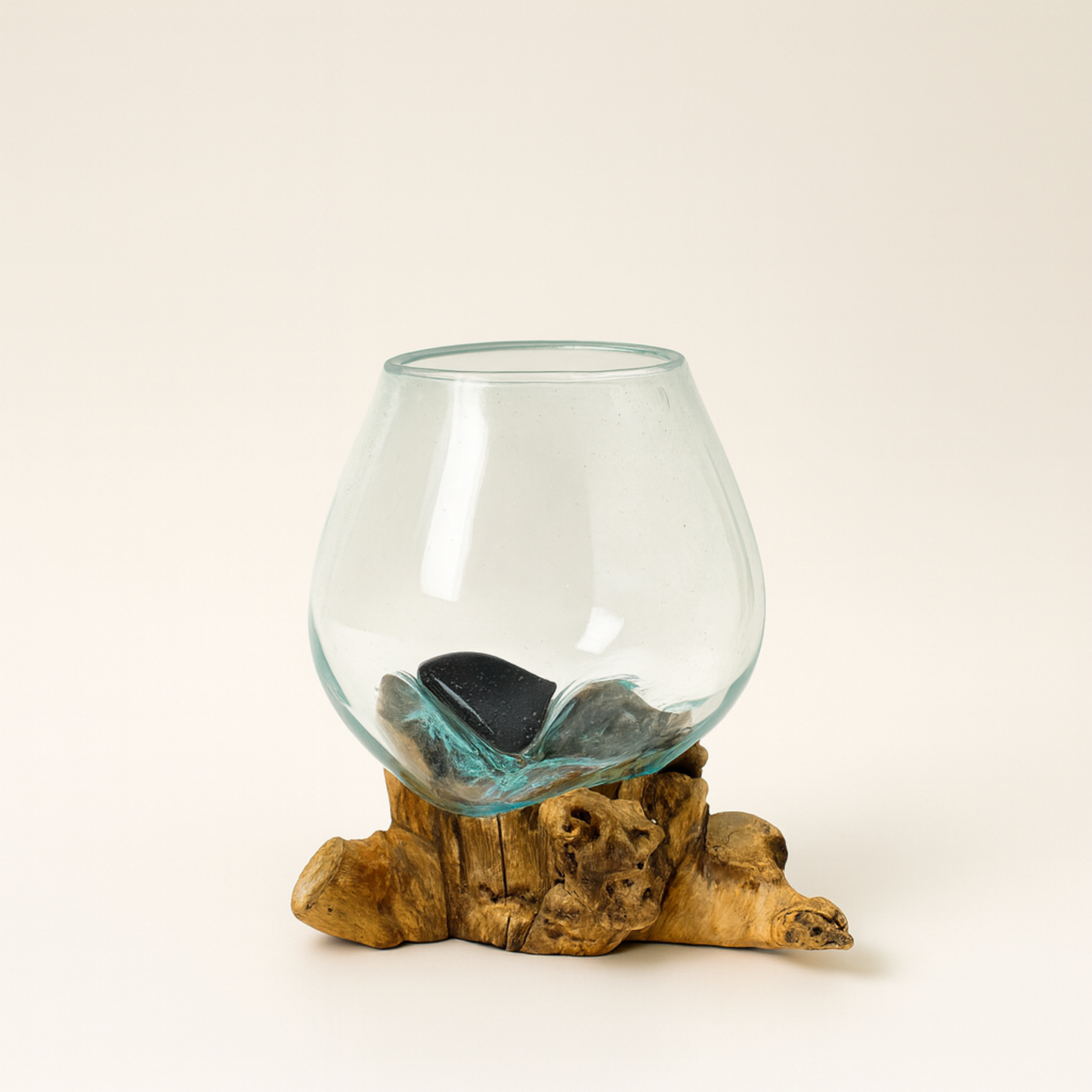 Teak Ağacı Tabanlı Cam Fanus