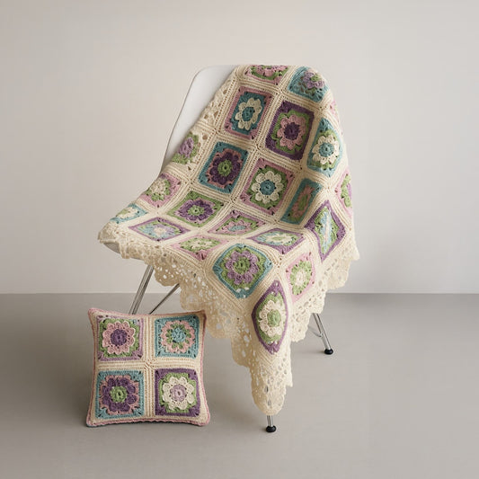 Çiçek Motifli Krem Koltuk Seti