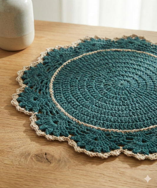 Hand Knitted Green Charger Plate Set (6 Pieces)