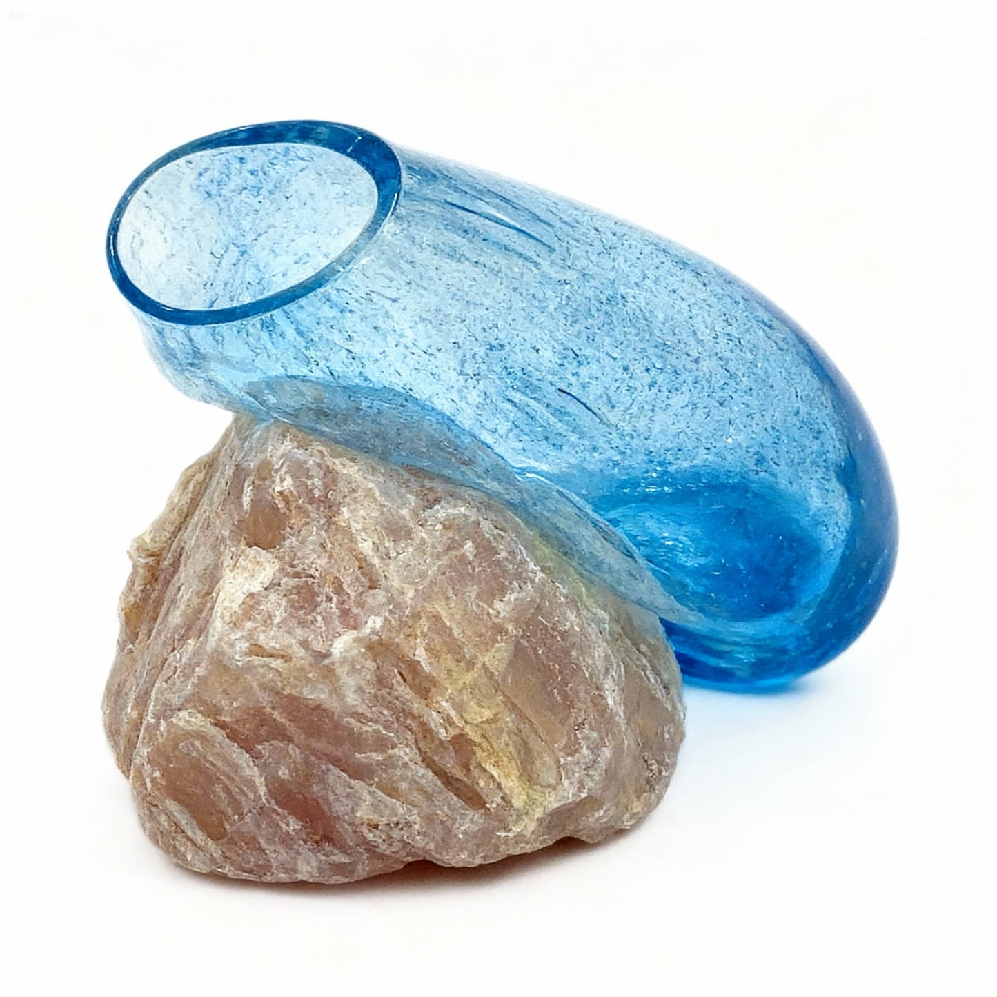 Pembe Kuvars Mavi Cam Vazo