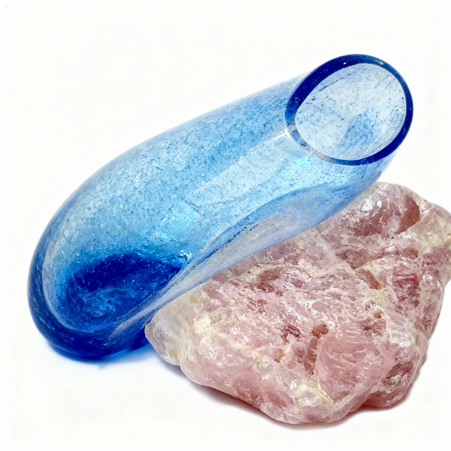 Pembe Kuvars Mavi Cam Vazo