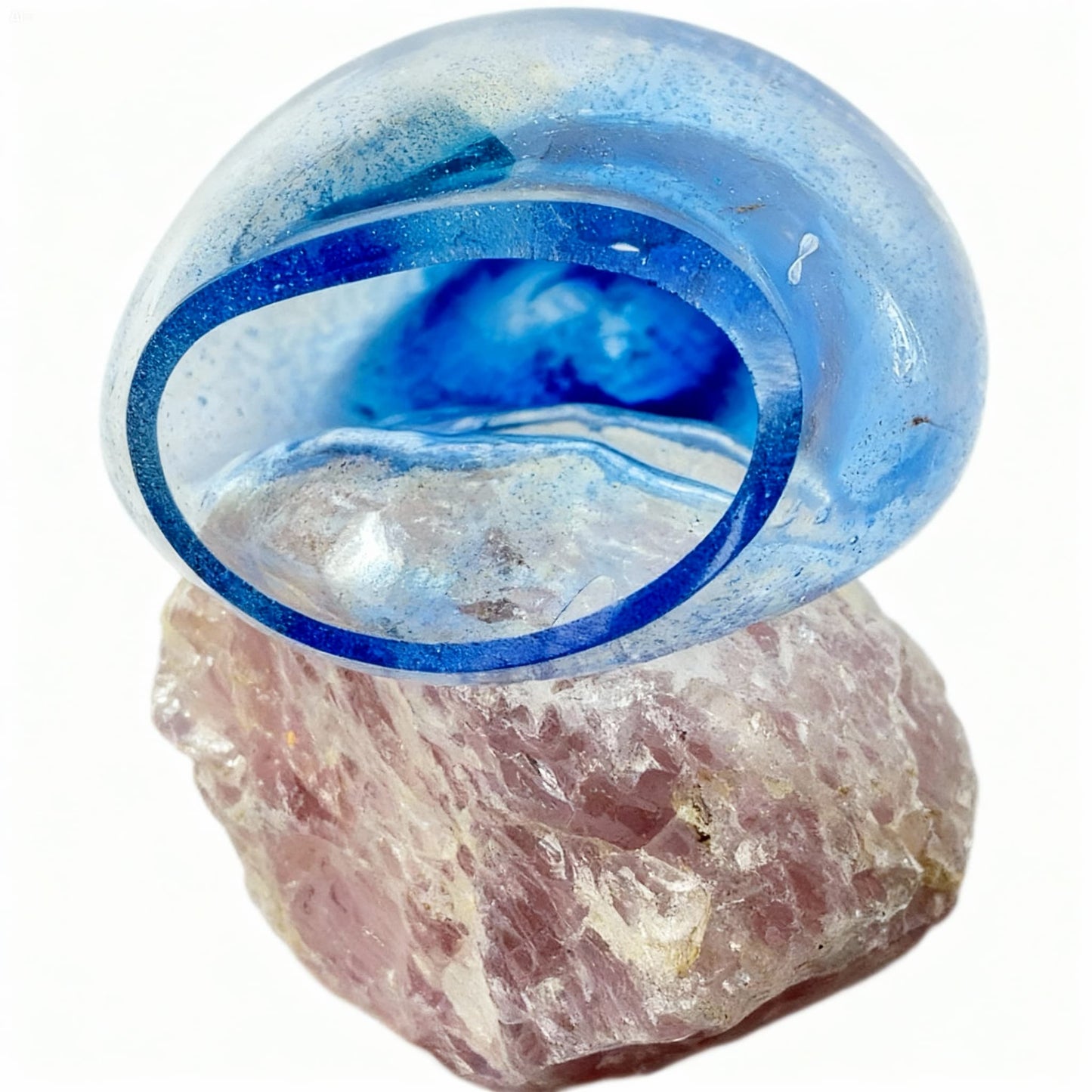 Pembe Kuvars Mavi Cam Vazo