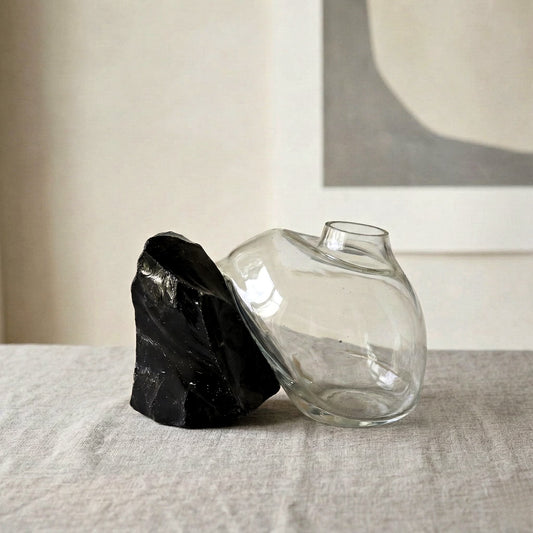 Obsidiyen Şeffaf Cam Vazo No:1