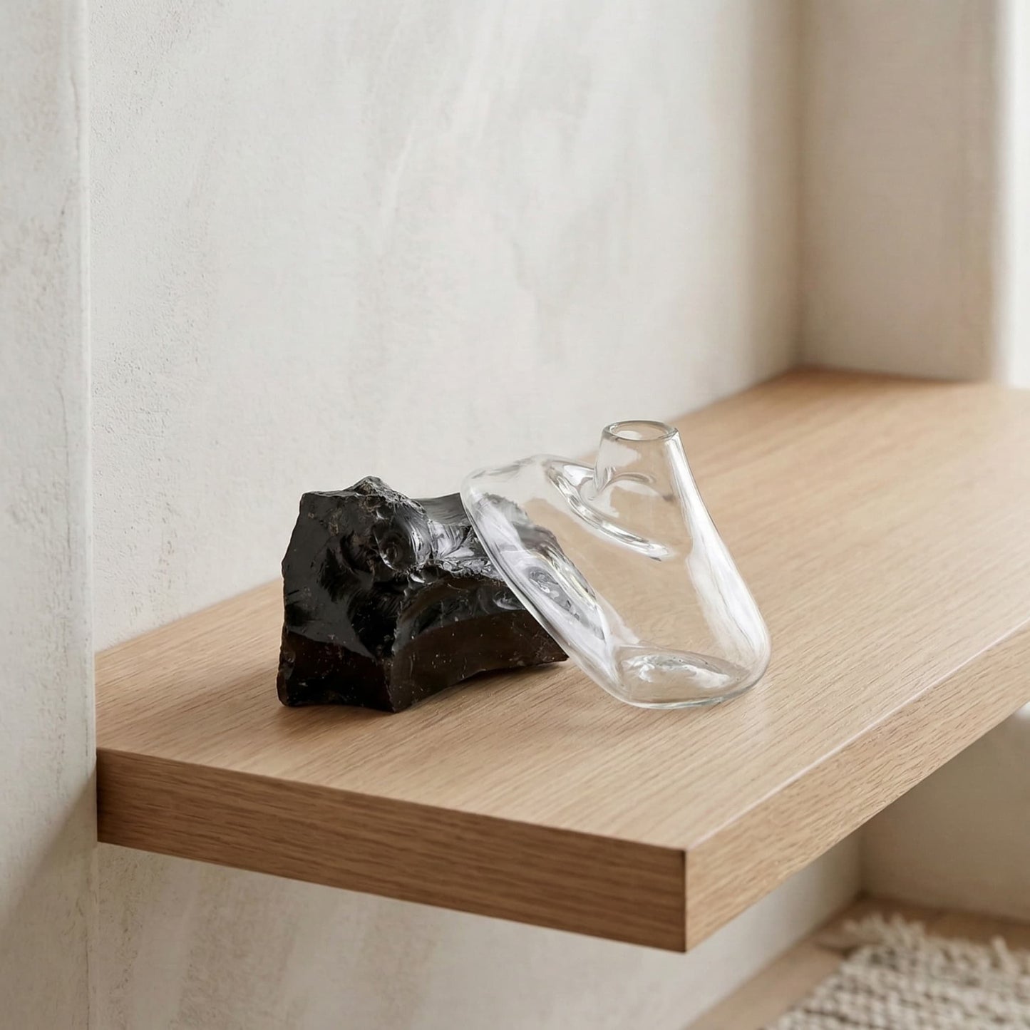 Obsidiyen Şeffaf Cam Vazo No:2