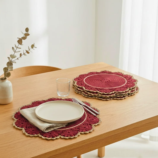 El Örgüsü Bordo Supla Seti (6'lı)