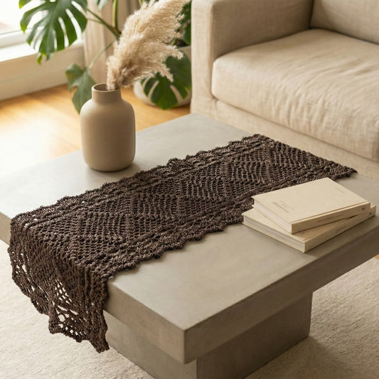 Hand Knitted Bohemian Coffee Runner