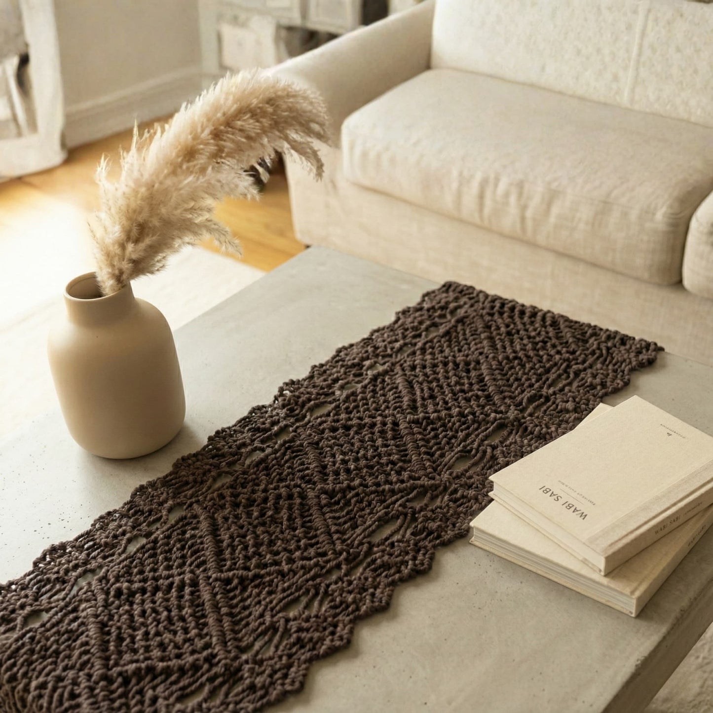 Hand Knitted Bohemian Coffee Runner