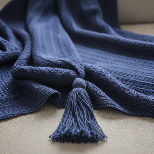 Hand Knitted Navy Blue Sofa Throw