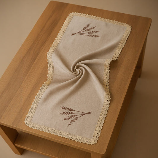 Keten Dantel Kenarlı Runner