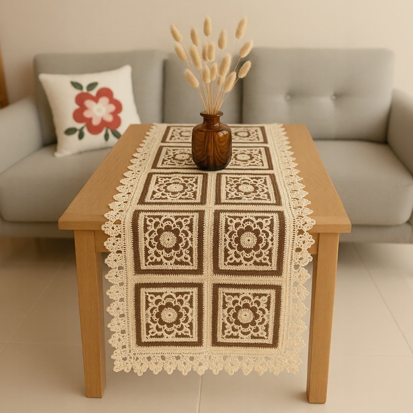 Liora El Örgüsü Dantelli Runner